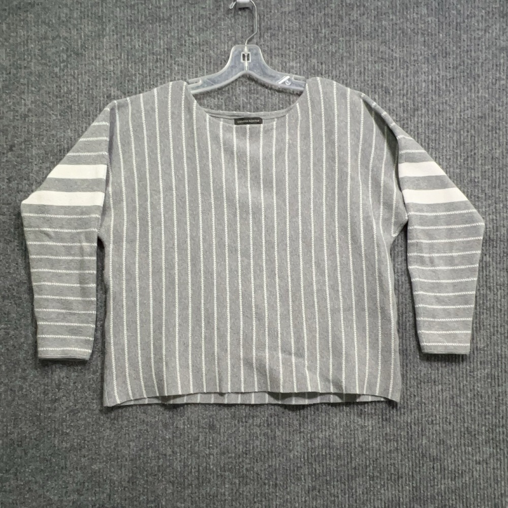 Banana Republic Womens M Gray Striped Boat Neck Pullover Sweater 673415-01